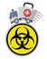 Ambulance car emergency auto and sign biohazard