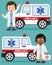 Ambulance Car and Female Doctors