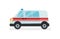 Ambulance car with flasher on roof. Hospital service automobile. Urban transport. Flat vector icon