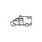 Ambulance car hand drawn outline doodle icon.