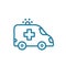 Ambulance car icon. Your first-aid Insurance case. Outline contour blue line.