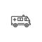 Ambulance car with medical cross line icon