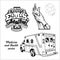 Ambulance car Medical symbol of the Emergency. pandemic health risk. Hands in sterile gloves. Vector illustration