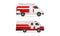 Ambulance Car with Red and White Colors as Medically Equipped Vehicle for Transporting Patients Vector Set