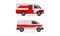 Ambulance Car with Red and White Colors as Medically Equipped Vehicle for Transporting Patients Vector Set