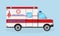 Ambulance car side view. Emergency medical service vehicle. Medics transportation service.