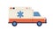 Ambulance car with star of life emblem. Medical emergency vehicle. Side view of paramedic van. Rescue truck of medic