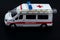 Ambulance car with thermometer . Ambulance auto paramedic emergency