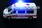 Ambulance car with thermometer . Ambulance auto paramedic emergency