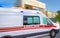 Ambulance in the city on a blurred background