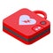 Ambulance defibrillator icon isometric vector. Heart aed