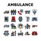 ambulance doctor hospital icons set vector