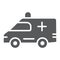 Ambulance glyph icon, medical and car, emergency sign, vector graphics, a solid pattern on a white background.