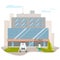 Ambulance and hospital building ambulance and a doctor. The hospital is outside. Vector flat illustration