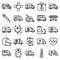 Ambulance icons set, outline style