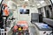 Ambulance interior at Manila International Auto Show in Pasay, Philippines