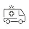 Ambulance Line Icon. Emergency Car Linear Pictogram. Urgent Medical Help Outline Icon. Paramedic's Transport for