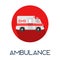 Ambulance long shadow flat style medic icon illustration