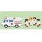 Ambulance medical service first aid concept illustration.Doctors medical team ambulance car. Ambulance with Doctor cartoon vector
