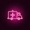 Ambulance neon icon. Elements of Blood donation set. Simple icon for websites, web design, mobile app, info graphics