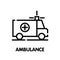 Ambulance outline icon design style illustration on white background