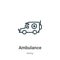 Ambulance outline vector icon. Thin line black ambulance icon, flat vector simple element illustration from editable army concept