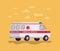 Ambulance paramedic car side view and clouds vector design