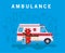 Ambulance paramedic car side view oxygen cylinders and stretcher vector design