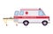 Ambulance paramedic car side view and stretcher vector design