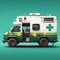 Ambulance parked on green background, created using generative ai technology