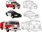 Ambulance, Police Car, Fire Engine