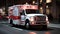 Ambulance responding to the scene of an emergency. Medical emergency, first responder concept.