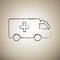 Ambulance sign illustration. Vector. Brush drawed black icon at