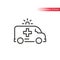 Ambulance with siren line vector icon