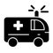 Ambulance solid icon. Medical car vector illustration isolated on white. Emergency auto glyph style design, designed for