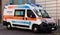 Ambulance on standby. 118 Bologna Soccorso 118 Bologna rescue ambulance. Italy