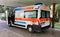 Ambulance on standby at the Malpighi Hospital of Bologna. 118 Bologna Soccorso 118 Bologna rescue