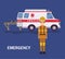 Ambulance stretcher and firefighter vector design