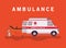 Ambulance stretcher and oxygen cylinders vector design