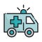 Ambulance transport emergency health care equipment medical line and fill icon