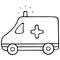 Ambulance. Vector illustration. A car with a flashing light goes on a call. Coloring book for children and adults. Isolated.