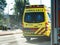 Ambulance yellow fast Mercedes Benz Sprinter van on the roads of Haarlem