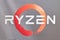 AMD Ryzen logo close up. Ryzen is a brand of x86-64 microprocessors designed and marketed by Advanced Micro Devices, Inc. AMD