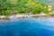 Amed bay coastline, Aerial view. Indonesia, Bali.