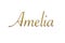Amelia - Female name . Gold 3D icon on white background. Decorative font. Template, signature logo.