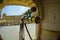 Amer, India - September 19, 2017: Close up of a golden telescope inside of the palace in Amer, in Rajasthan, India, fish