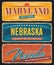 America Nebraska, Nevada, Maryland USA plate signs