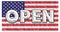 America Open for Business Art Logo Flag silver chrome