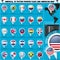 America Pointer Flag Icons with american Map set1