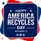 America Recycles day wallpaper in patriotic blue color with stars, shapes and text in the center